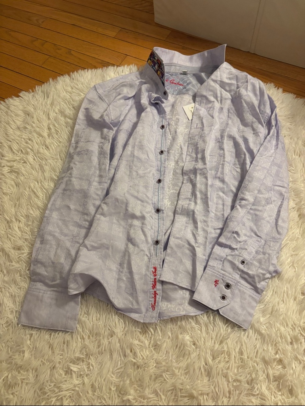 Robert Graham Light Lavender Patterned Button-Down Shirt